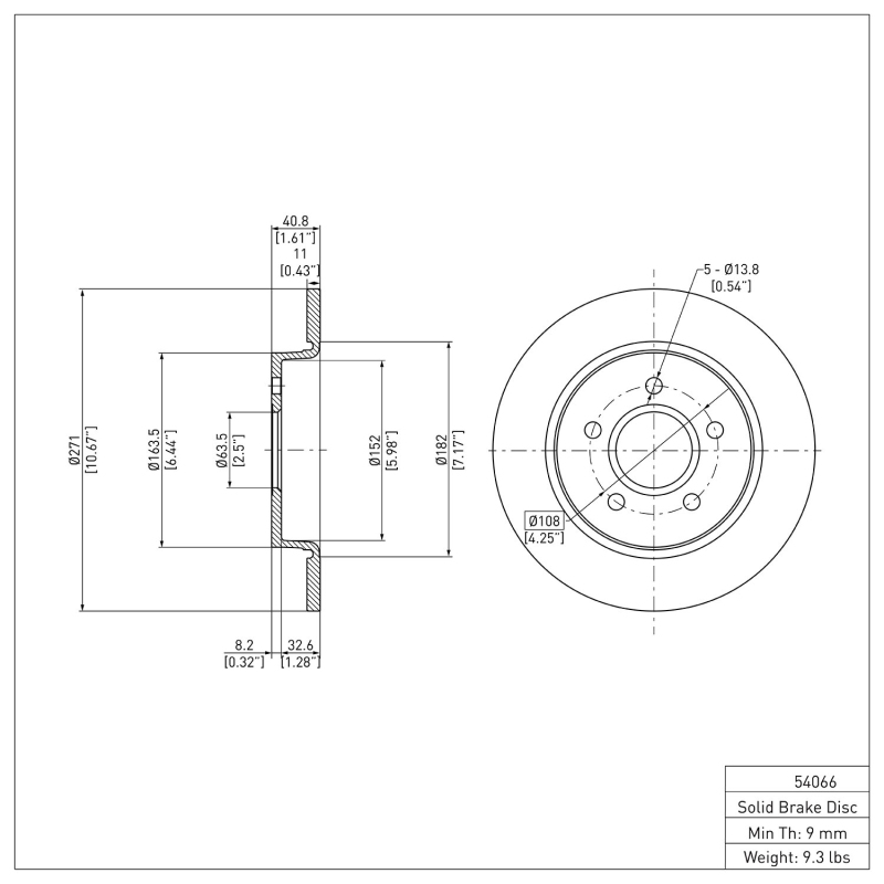 Ford Focus Brake Rotor (1) - Rear - R1 Concepts - Plain - `12-`18
